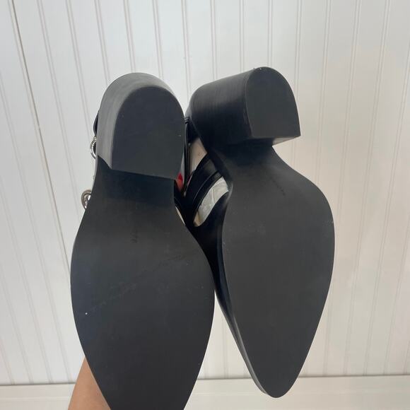 NWT Rebecca Minkoff Black Leather Seavie Cutout Dog Clip Bootie Strappy Heel 9.5 - Picture 6 of 7